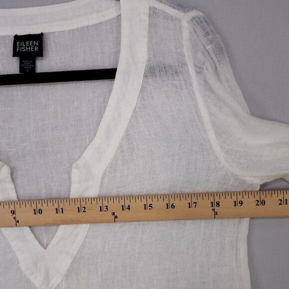 Eileen Fisher Linen Shirt Gauze Long Sleeve Size Small Sheer Coastal Grandma Lux - Picture 8 of 11